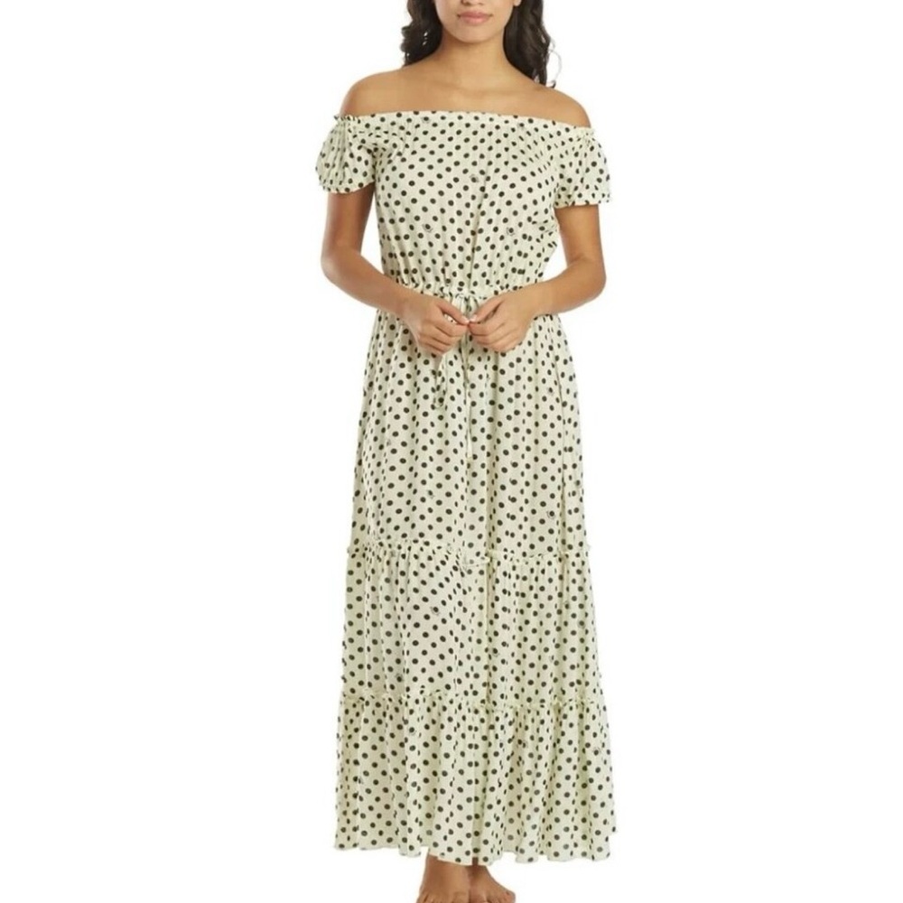 Kate Spade Polka Dot Off-Shoulder Maxi Dress